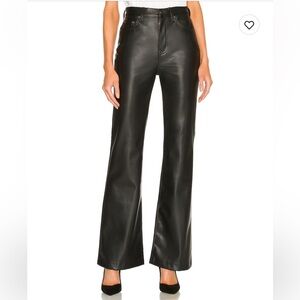 Pistola Stevie High-rise wide leg black leather pants
